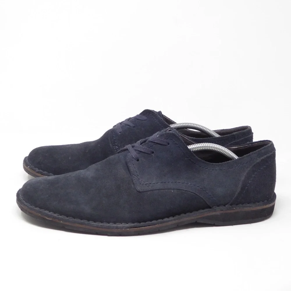 John Varvatos Mens Derby Oxfords Shoes Navy Blue Suede Lace Up 12M